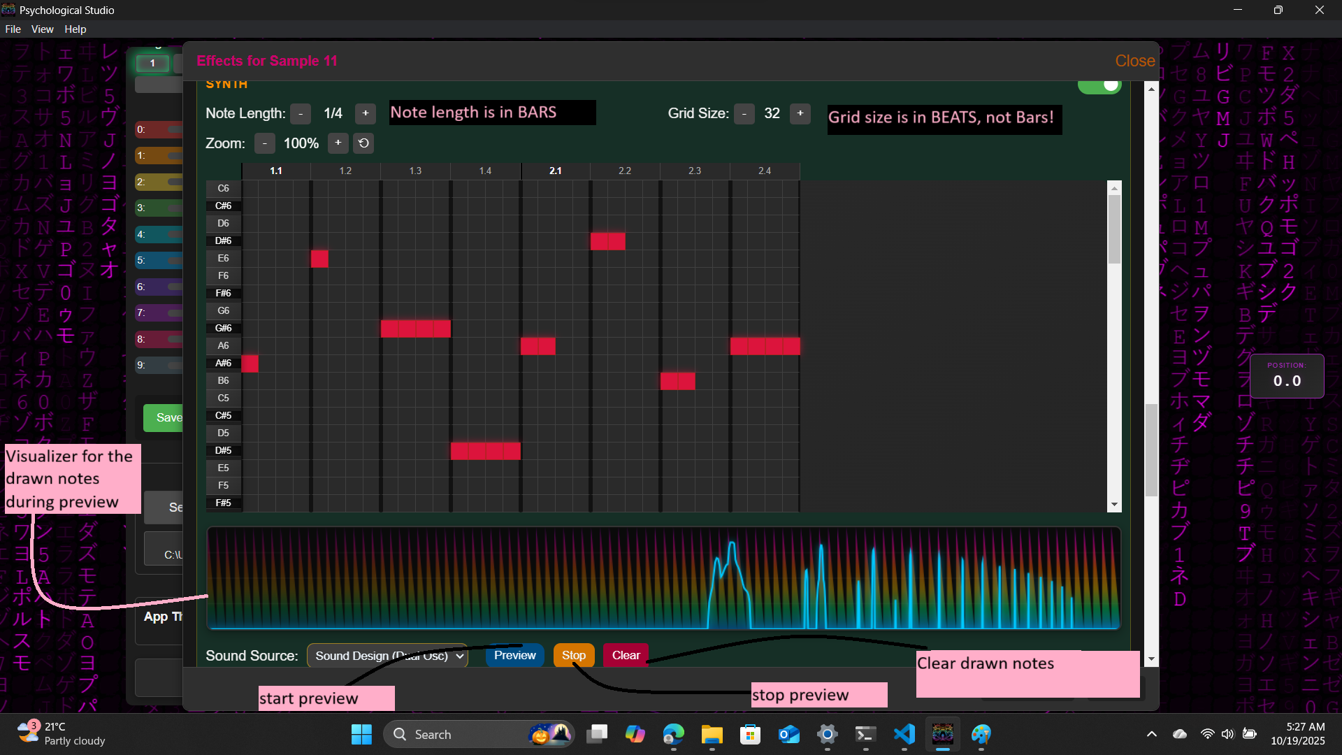 Piano Roll with Visualizer